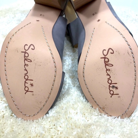 Splendid Jerry Gray Leather Strappy Stacked Block Heel Dress Sandals Size 8.5 - Picture 6 of 9